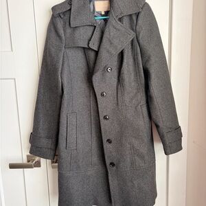 Banana Republic Gray Wool-Blend Trench Coat